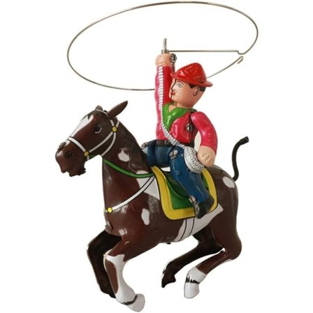IC Vintage Metal Tenn Staute Skulptur Optræk Legetøj Retro Cowboy Ornament Håndværk til Dekoration Nyårsfest Favoritgaver 1st