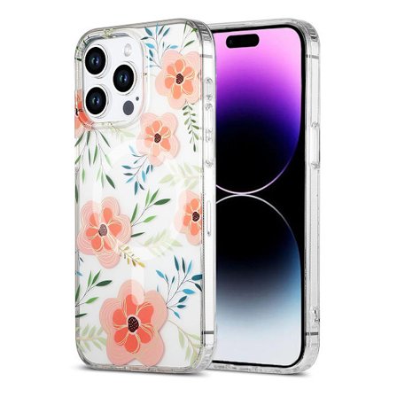 iPhone 15 Pro Mobilskal MagSafe - Blommor Rosa
