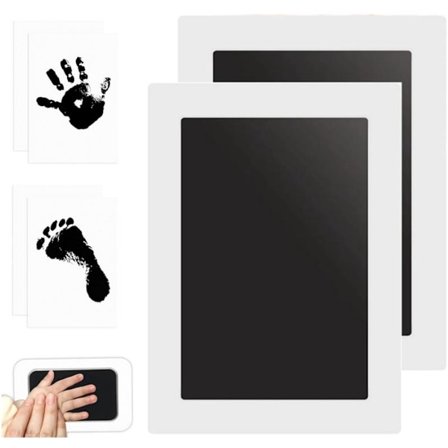 2 stk. - Baby Håndaftryk - Baby Fodaftryk - Blækaftryk - Inkl. 2 hvide kort - Baby Shower Gave - Blækpude til baby håndaftryk - Kat Hundeaftryk 