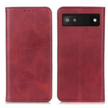 Lompakko-style Aitoa Nahkaa Läppäkotelo For Google Pixel 6a - Punainen Red