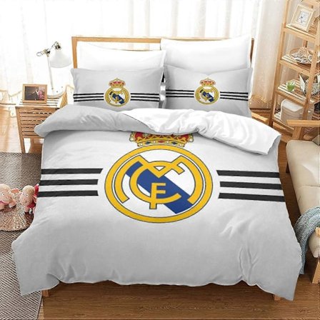 Barnens Täcke Set D Tryck Real Madrid Täcke Set med Dragkedja för Kända Fotbollslag Barn 135*200 CM