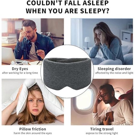 Sömnduk för Män Kvinnor, 100% Bomull Sömn Ögonmask med Fullt Justerbar Rem, 100% Ljusblockerande Ögonmask för Sömn, 0 Tryck Ögonöverdrag för