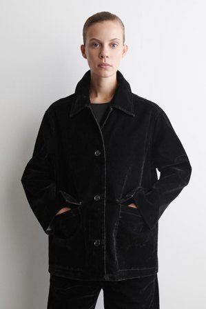 COS Women's Giacca In Denim Floccato in Nero