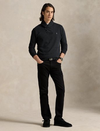 Polo Ralph Lauren Luxury Jersey Shawl-Collar Pullover - Navy - S