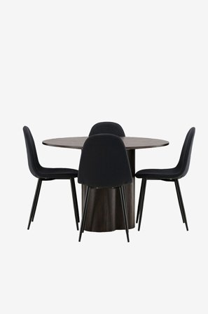 Venture Home - Spisegruppe Olivia med 4 stole Polar - Brun - Spisebordssæt 4 personer - Fra Homeroom