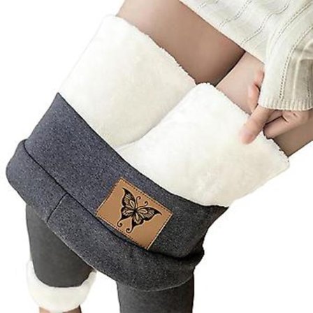 Tjocka Leggings för Kvinnor Vinter Anti-Kall Varma Strumpbyxor Plus Storlek Snöbyxor Fodrade Termiska Kläder (L Fjäril Mörkgrå)