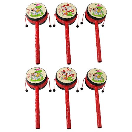 6 stk. Plastrangle Tromme Ape Tromme Slagverk Instrument Ristetromme for Barn Pedagogisk Leke Spinne Rangle Tromme