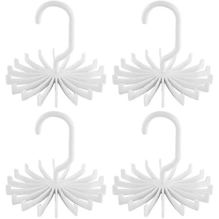 360 Graders Svingbar Slipsholder med Roterende Belte- og Skjerfholderkrok (4 stk, hvit)