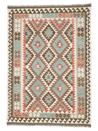 Orientalischer Kelim Afghan Old Stil Teppich 149X208 Braun/Beige Wolle, Afghanistan