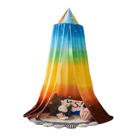 Sengehimmel for jenter Regnbue Prinsessehimmel for jenterom Hengende Slott Lesehus Dekorasjon Enkel størrelse