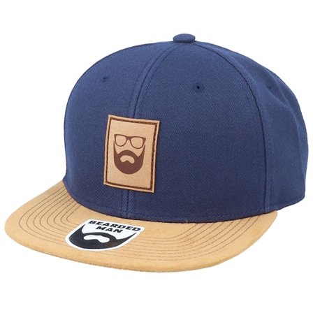Bearded Man - Blau snapback Cap - Logo Patch Navy/Suede Snapback @ Hatstore