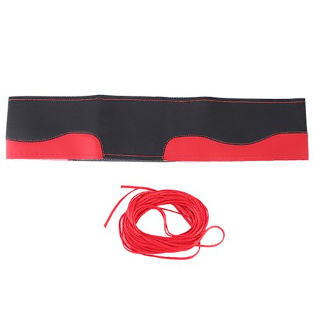 Universal rattstyrshölje 15 tum DIY handsytt perforerat mikrofiberläderomslag (svart rött)