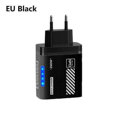 240W 5 Portars Telefonladdare 2 USB 3 Typ C Snabbladdning PD QC3.