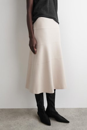 COS Curved A-Line Midi Skirt in Beige - Women