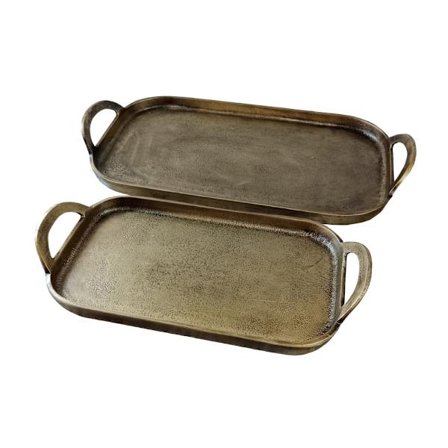 Antik guld aluminiumsbakke, 46x23x5 cm