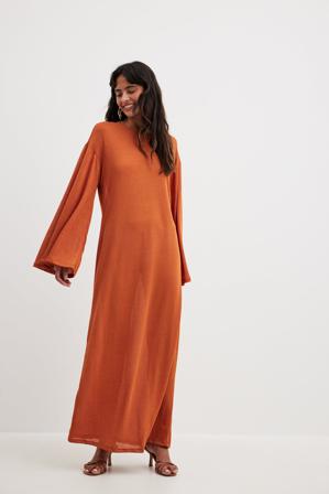 NA-KD Trend Robe longue à manches larges - Robes maxi à manches longues - Orange - XX-Small