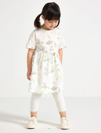 Lindex Dress Ss Aop Meadow - White - 116