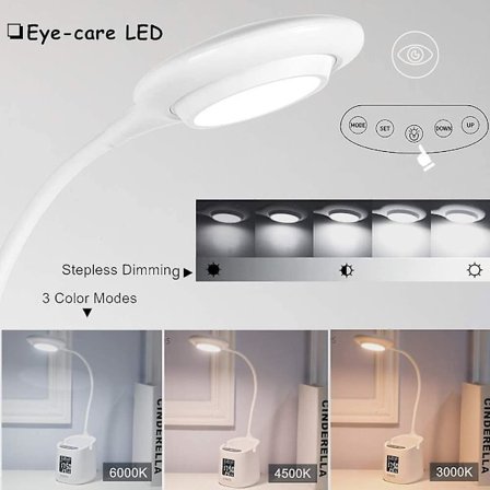 Led bordslampa med klocka, batteridriven bordslampa med pennhållare för barns sovsal (5,5w rosa)