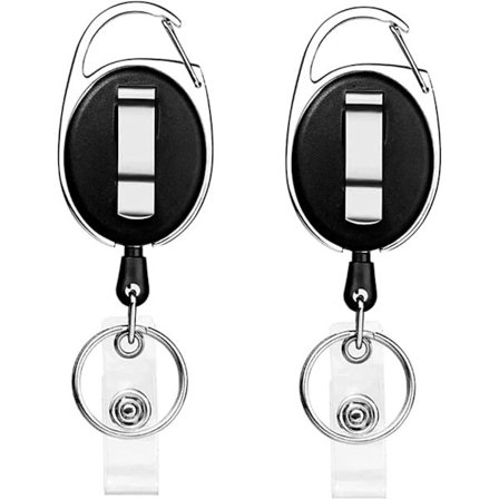 Tilbaketrekkbar Merkeholder, 2 Stykker Tilbaketrekkbar Nøkkelring, 65cm Lengde Tilbaketrekkbar Snelle, Med Forsterket Fjær, Med Belte Tilbaketrekker 