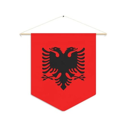Lippu - Albania - 30 x 45 cm - Polyester - Tulostus etu/taakse - Lisävarusteet mukana
