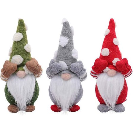 3 stk Håndlavede Julegonk Dværg Elf Figurer Til Borddekoration