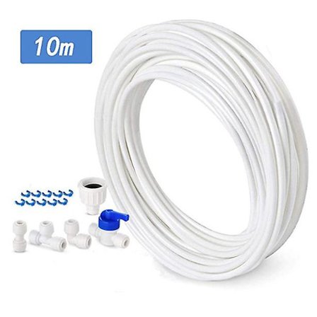 Vannrørkobling, 2 punkts vannrenser rørforbindelse, vannfiltersett for kjøleskapsslange kjøleskap 10m