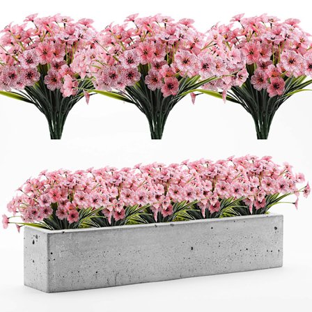 Femgrenet violet veranda dekoration dekoreret med kunstige blomster 2stk pink