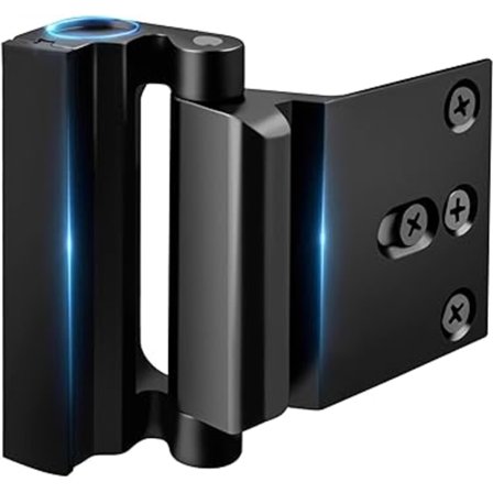 (Sort) Hjemmesikkerhed Dørlås Forstærkning - Opgraderet Børnesikret Sikkerhedsdørlåse Forsvarer Let Åben med 3" Stop Modstår 800 lbs for Indadgående 