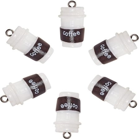 20 st Kaffekopp Harts Berlocker Vit Kaffeflaska Kopp Berlock