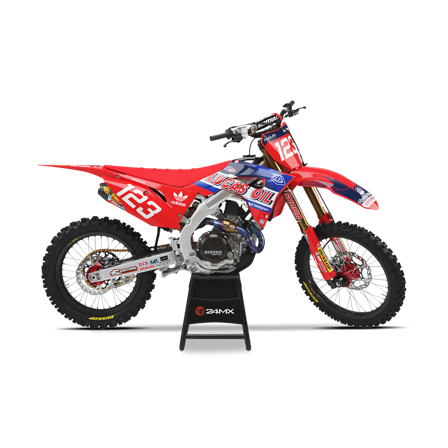 Kompletny Zestaw Naklejek ENJOY Lucas Oil z Okleiną na Tablicę pod Numer - Honda CRF 230F 2003-2021