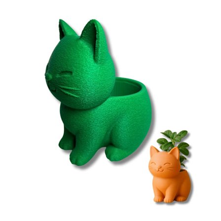 Sød kat mini plantepotte Grøn M