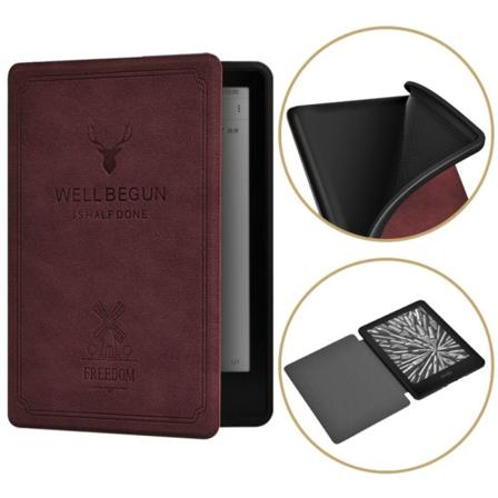 6,8 tommer Smart Case E-bokleser Folio-omslag VINRØD Wine Red