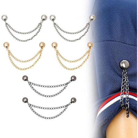 6 stk. Magnetiske Klesnåler, Magnetiske Metallklemmer med Kjede, Sterk Magnetnål for Feste av Falder på Hijab(a97)