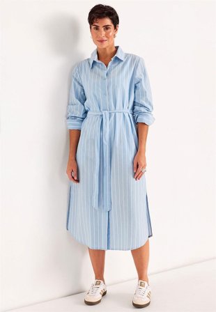 Cellbes of Sweden - Randig klänning med fickor - blå / vit - för damer - 50/52