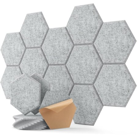 Akustiske paneler 12-pak hexagonal selvklæbende akustiske paneler Lydabsorberende skumpaneler Akustiske paneler 30 x 25 cm