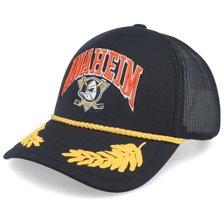 Mitchell & Ness - Anaheim Ducks Gold Leaf Hwc Black Trucker Trucker Black Cap - NHL @ Hatstore