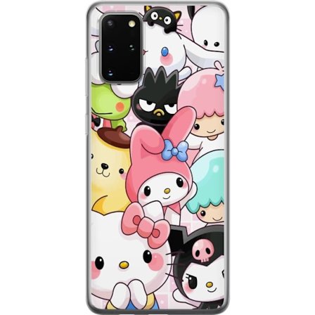 Yhteensopiva Puhelinkuori Samsung Galaxy S20+ Tiheä kuvio suloisia hahmoja, joilla on suuret silmät eri väreissä ja ilmeissä LABUBU-tekstillä