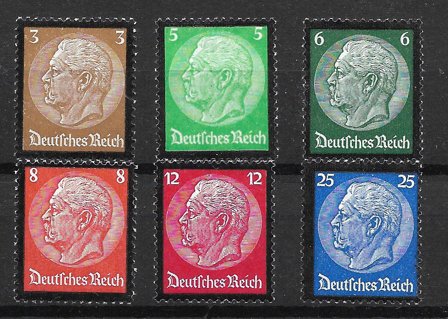Tyske Rige 1934 - AFA 543 - 548 - Postfrisk
