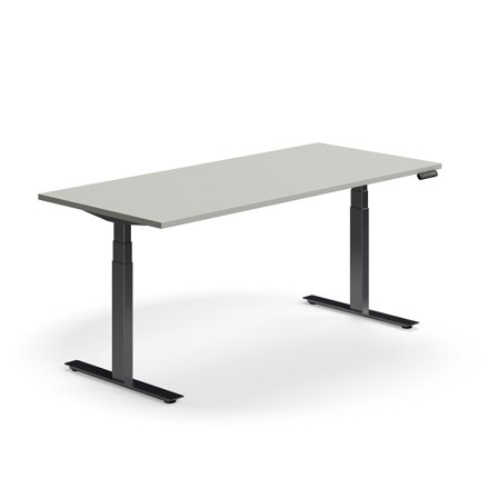 Schreibtisch QBUS höhenverstellbar, 1800x800 mm, Gestell schwarz, hellgrau