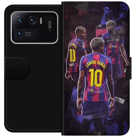 Xiaomi Mi 11 Ultra Tegnebogsetui Lamine Yamal i Barcelona kollage med trøje nummer 10, kraftfulde poseringer, kontrastfarver og dynamisk sportsmotiv,