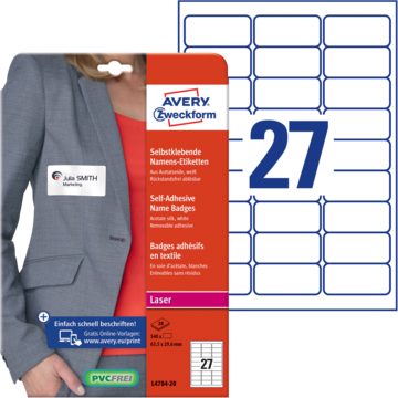 Navneskilt Hvit 63,5x29,6 mm