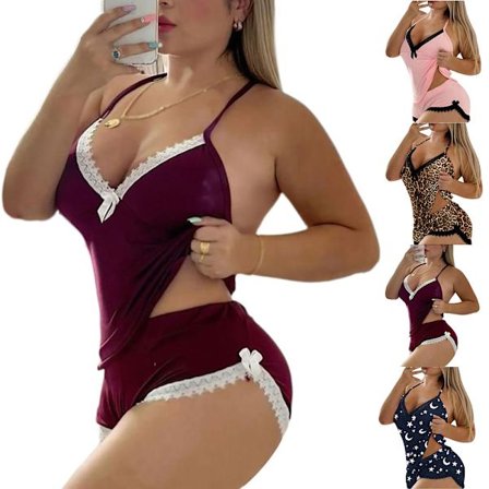 Sexy nattøy i silke og blonder - Pyjamassett - Body Doll - Underklær