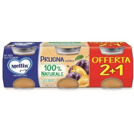 Mellin Omogeneizzato Prugna Con Mela 3x100g 4Mesi+