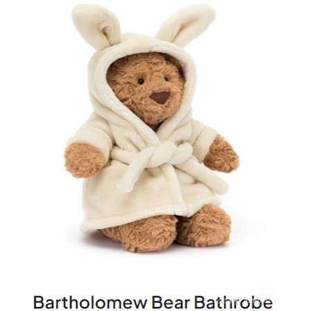 Jellycat Bartholomew Bjørn Plys 26 cm, blød plys bamse, klassisk børnegave, sødt plysdyr samlerobjekt, perfekt gave til nyfødte
