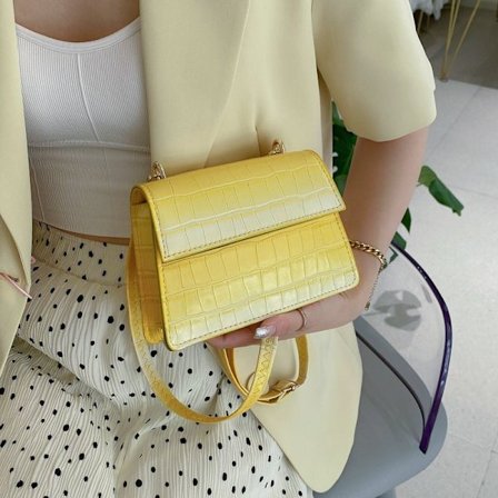 Dametaske gradient stenmønster håndtaske lille firkantet taske skuldertaske