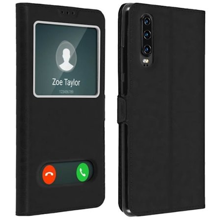 Etui Folio - AVIZAR - Huawei P30 - Dobbelt Vindue - Støttefunktion - Sort