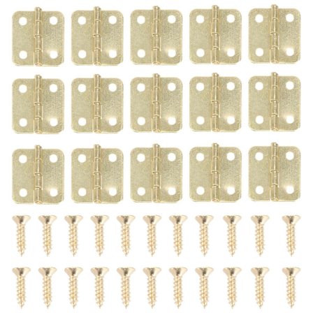 Kraftige automatiske selvlukkende fjærhengsler i rustfritt stål for smykkeskrin (Gul, 20 stk hengsler + 80 stk skruer)