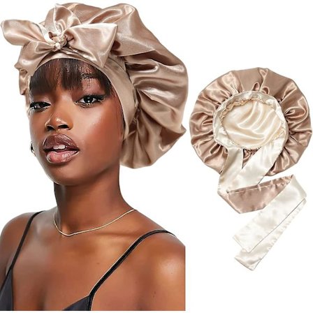 Satin Bonnet Silke Sovehette Hår Bonnetter For Svarte Kvinner Stretchy Tie Band Hår