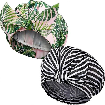 2 Stykker Brusehætter til Kvinder, Vandtætte Genanvendelige Brusehårhætter Elastisk Kant Turban Brusebadshætter