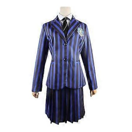 CosDaddy Wednesday Cosplay Aikuisten Koulupuku Takki Liivi Paita Hame Täysi Setti Halloween Karnevaali Cosplay Puku